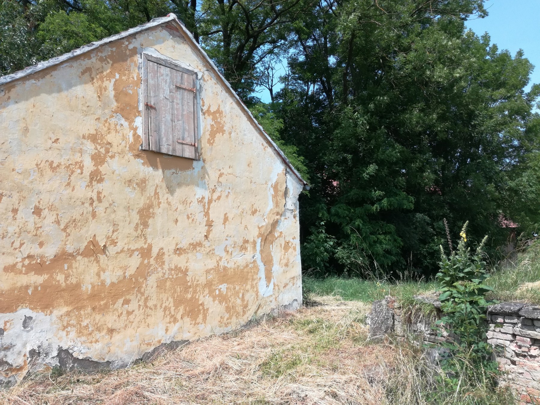 Alte gelbe Wand des UZ Lab vor der Renovierung